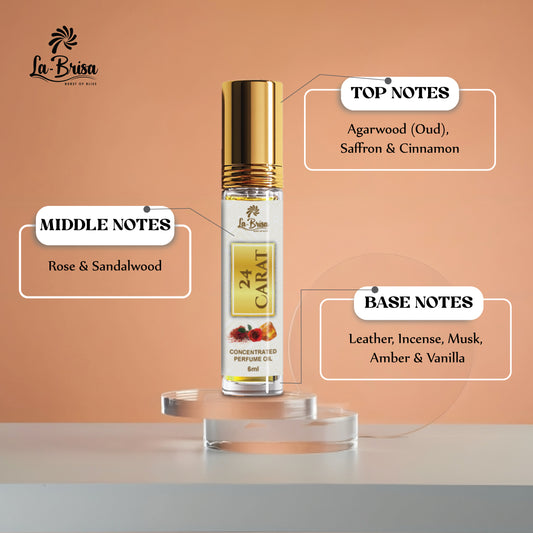 La Brisa 24 Carat Attar For Men & Women | Long Lasting Arabian Attar Roll On | Alcohol Free Unisex Attar Perfume | 6ml