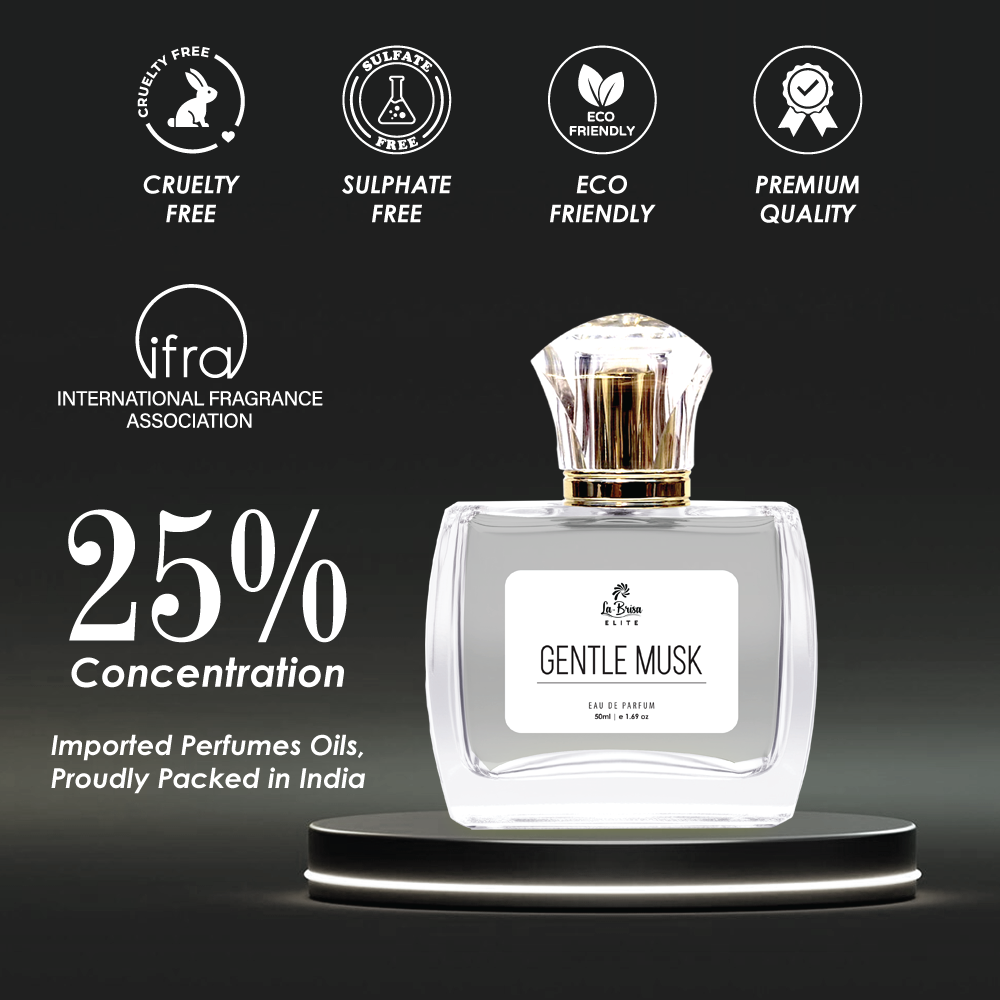La-Brisa (Elite) Gentle Musk | Long Lasting Unisex Perfume | Bergamot, Lemon, Neroli, Leather, Musk & Woody Notes | Cool & Fresh Musky Scent | Ideal For Everyday Use | Eau De Parfum - 50ml |