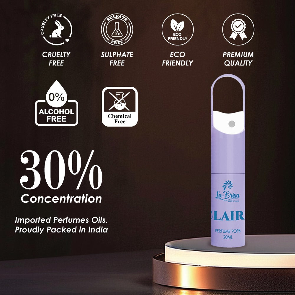 La-Brisa Claire Alcohol Free Perfume Pops, 20ml | Long Lasting Unisex Perfume | Eau De Parfum |
