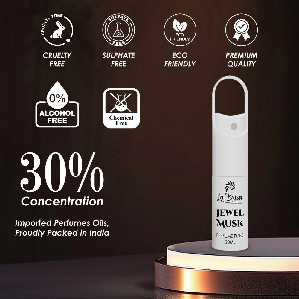 La-Brisa Jewel Musk Alcohol Free Perfume Pops, 20ml | Long Lasting Unisex Perfume | Eau De Parfum |