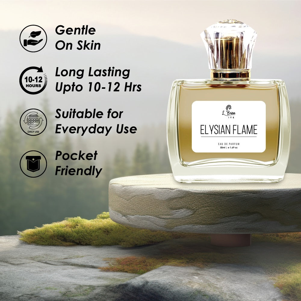 La Brisa (Elite) - Elysian Flame | Long Lasting Unisex Perfume | Saffron, Jasmine, Amberwood, Cedar, Oakmoss & Earthy Notes | A Scent Which Connects You With Our Tradition | Ideal For Every Special Moments | Eau De Parfum - 50ml |