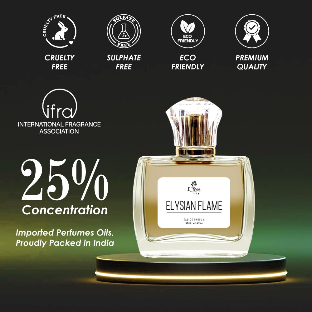 La Brisa (Elite) - Elysian Flame | Long Lasting Unisex Perfume | Saffron, Jasmine, Amberwood, Cedar, Oakmoss & Earthy Notes | A Scent Which Connects You With Our Tradition | Ideal For Every Special Moments | Eau De Parfum - 50ml |