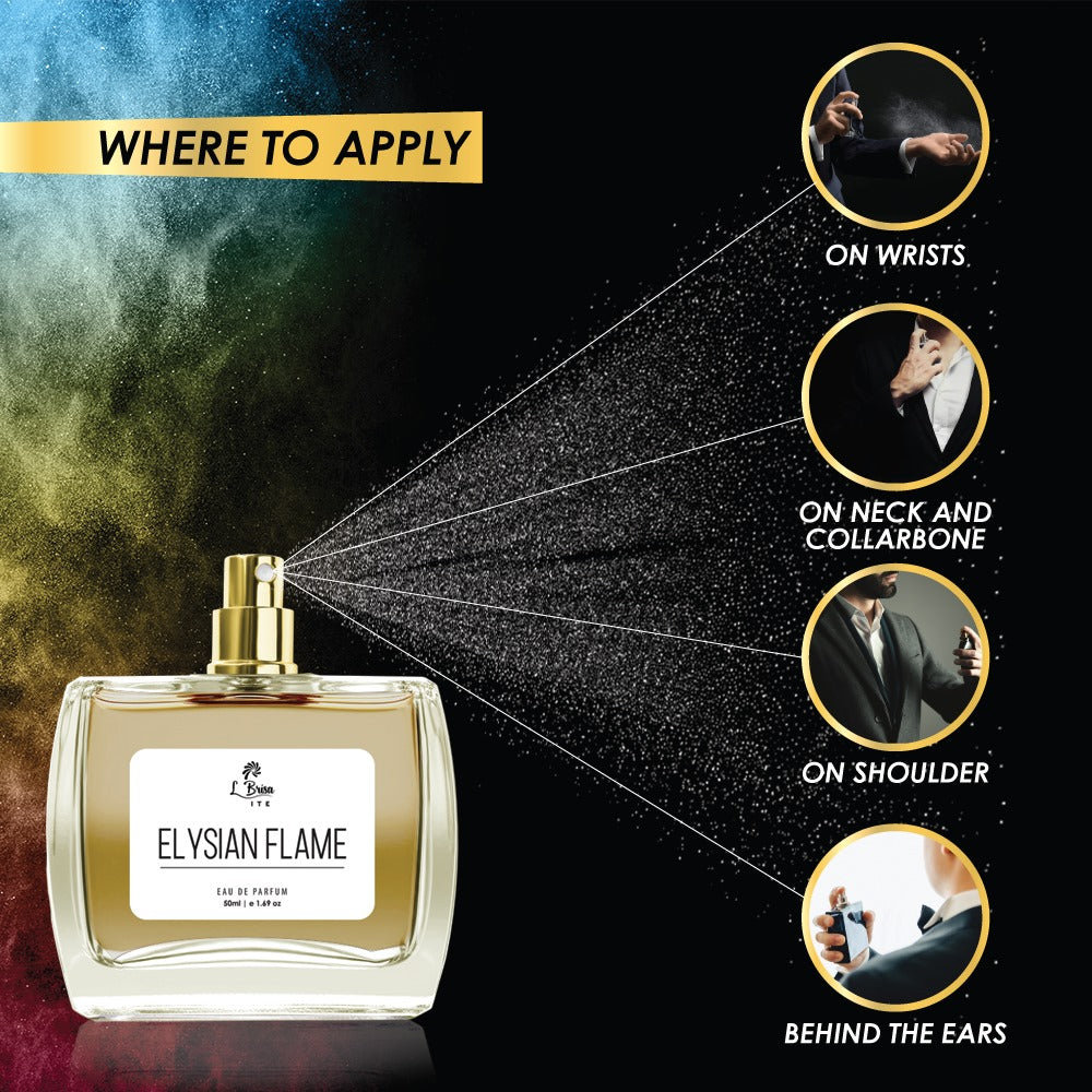 La Brisa (Elite) - Elysian Flame | Long Lasting Unisex Perfume | Saffron, Jasmine, Amberwood, Cedar, Oakmoss & Earthy Notes | A Scent Which Connects You With Our Tradition | Ideal For Every Special Moments | Eau De Parfum - 50ml |