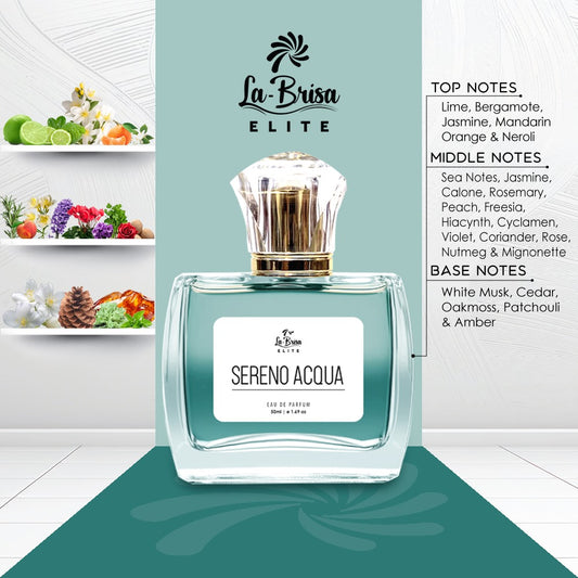 La Brisa (Elite) - Sereno Acqua | Long Lasting Perfume For Men | Lime, Bergamot, Jasmine, Peach, Amber & Patchouli Notes | Perfect Gift For Him, Which Suits His Personality | Eau De Parfum - 50ml |