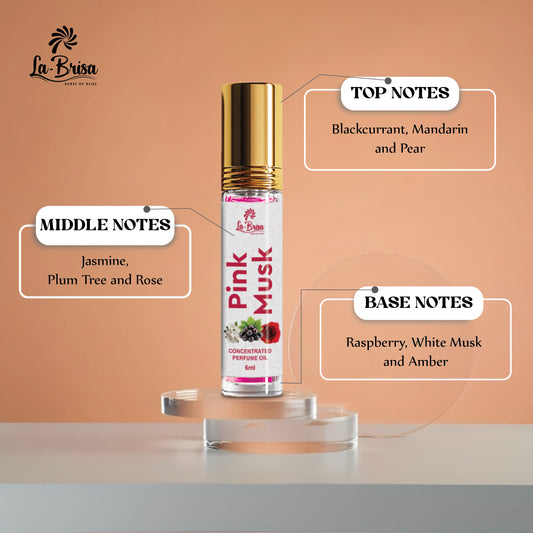 La Brisa Pink Musk Unisex Attar Roll On | Long Lasting Fresh Strong Musk Attar Perfume For Men & Women | 6ml