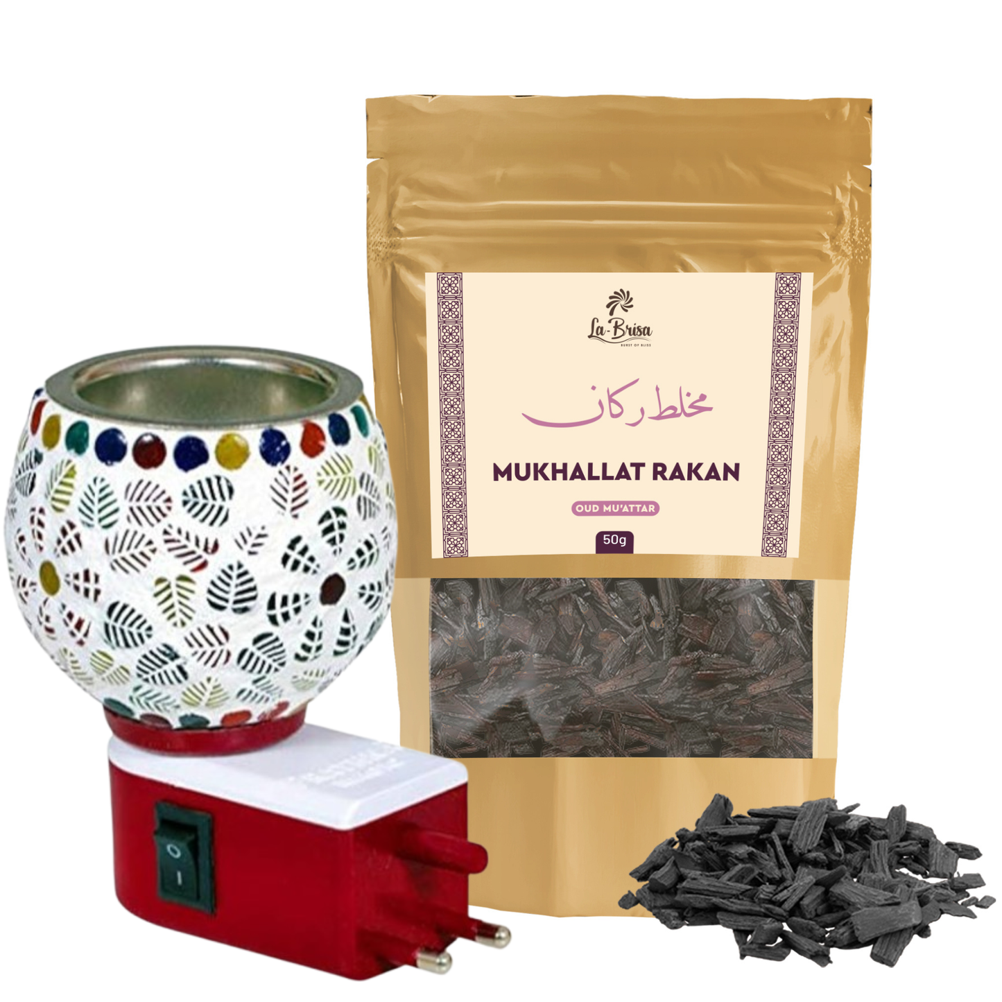 La Brisa Mukhallat Rakan Bakhoor Oud Muattar | Aromatic Spicy Floral Woody Fragrance | Arabic Bakhoor Incense | 50gms