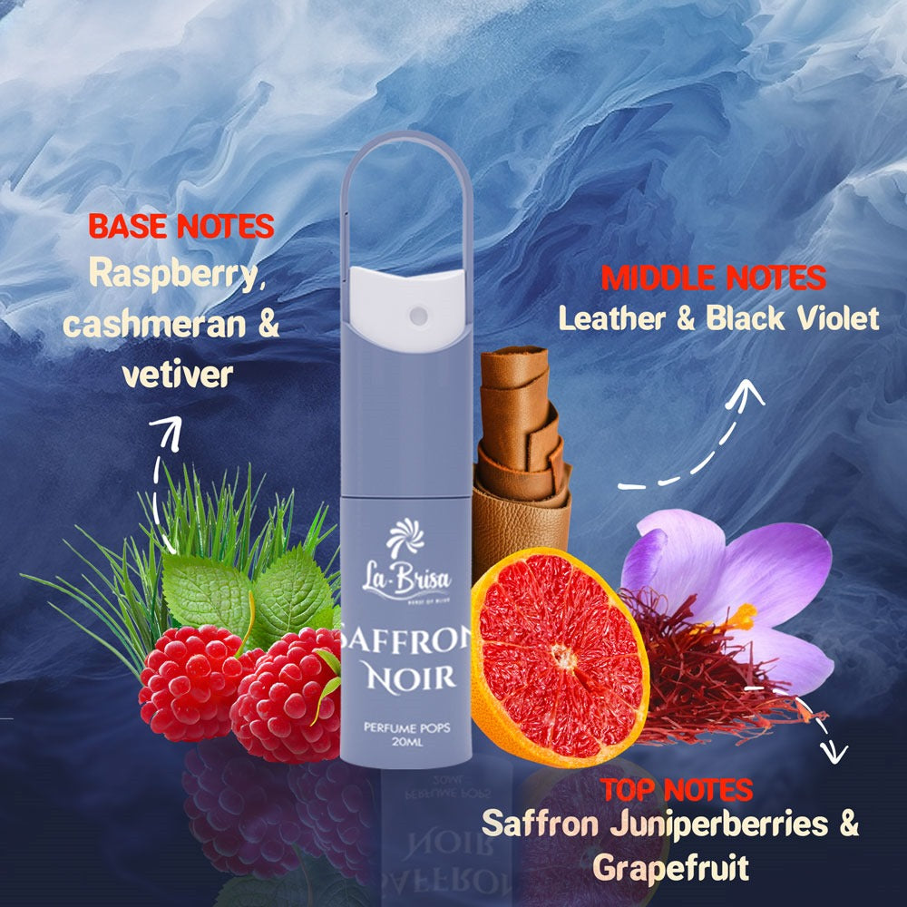 LA BRISA - Infi Nuit & Saffror Noir Alcohol Free Perfume Pops | Combo Pack | Long Lasting Water Perfume For Men | Eau De Parfum, 20ml x 2pcs |