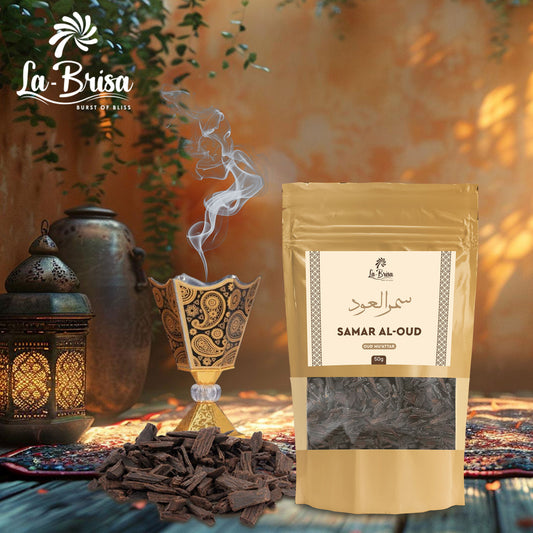 La Brisa Samar Al Oud Bakhoor Oud Muattar | Citrus Saffron Vanilla Oud Aroma | Arabian Oud Incense | 50gms