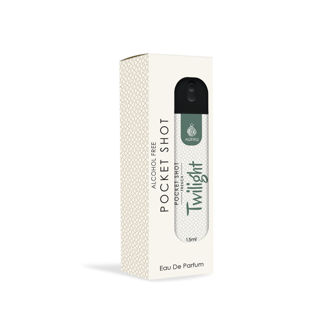 Aqeeq Twilight Pocket Shot, 15ml | Premium Long Lasting Unisex Alcohol Free Perfume | Mango, Raspberry, Lotus & Musky Notes | Eau De Parfum |