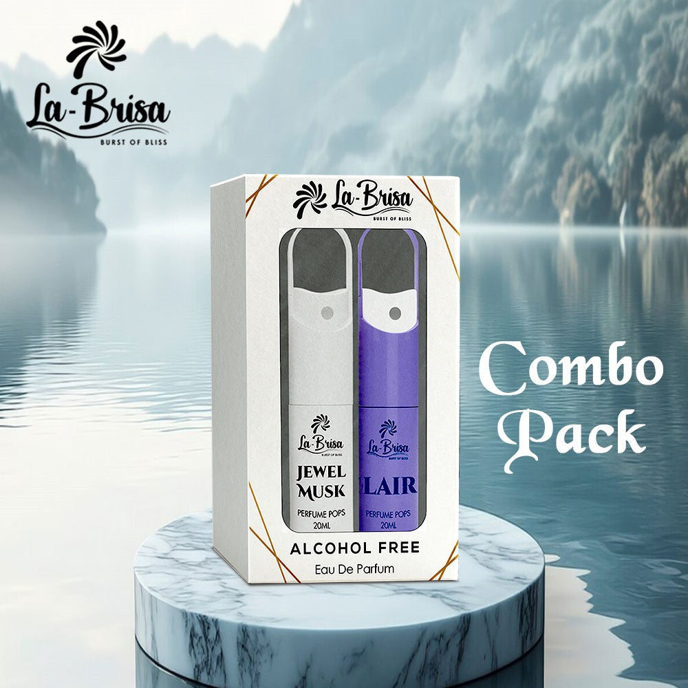 LA BRISA - Jewel Musk & Claire Alcohol Free Perfume Pops | Combo Pack | Unisex Long Lasting Water Perfume | Elegant Gift | Eau De Parfum, 20ml x 2pcs |