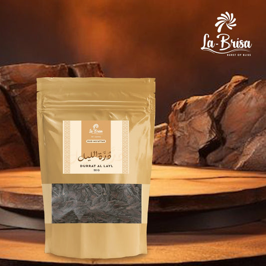 La Brisa Durrat Al Layl Bakhoor Oud Muattar | Fresh Wood Oud Bakhoor Incense | Oud Wood Chips | 50gms