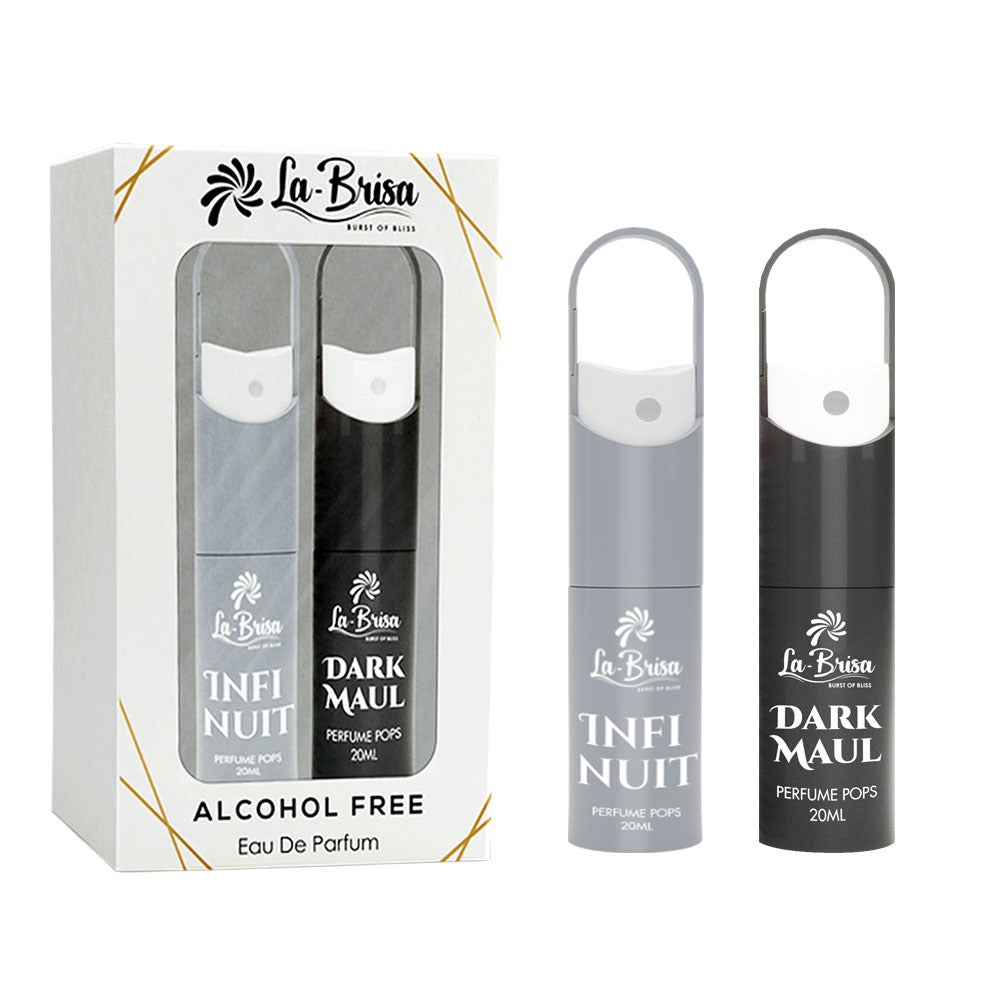 LA BRISA - Infi Nuit & Dark Maul Alcohol Free Perfume Pops | Combo Pack | Long Lasting Water Perfume For Men | Eau De Parfum, 20ml x 2pcs |