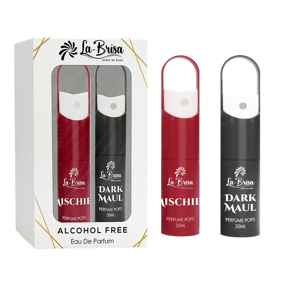 LA BRISA - Mischief & Dark Maul Alcohol Free Perfume Pops | Combo Pack | Water Perfume For Men | Eau De Parfum, 20ml X 2pcs |