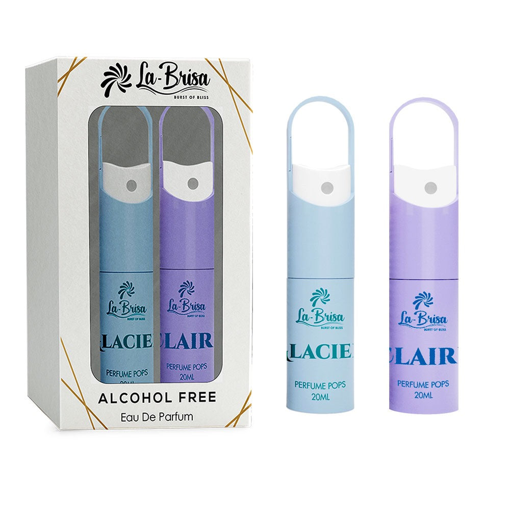 LA BRISA - Glacier & Claire Alcohol Free Pefume Pops | Combo Pack | Long Lasting Unisex Water Perfume | Eau De Parfum, 20x2 ml |
