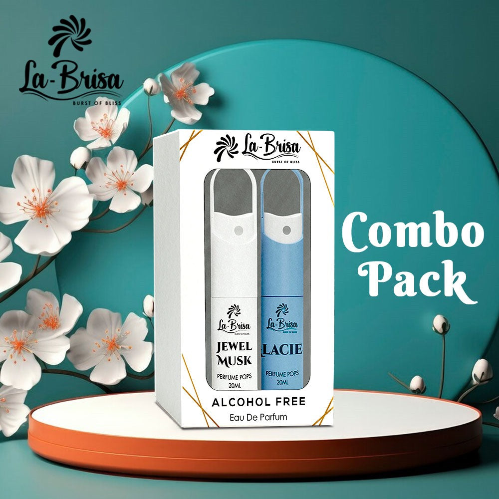 LA BRISA - Jewel Musk & Glacier Alcohol Free Perfume Pops | Combo Pack | Long Lasting Unisex Water Perfume | Eau De Parfum, 20ml x 2pcs |
