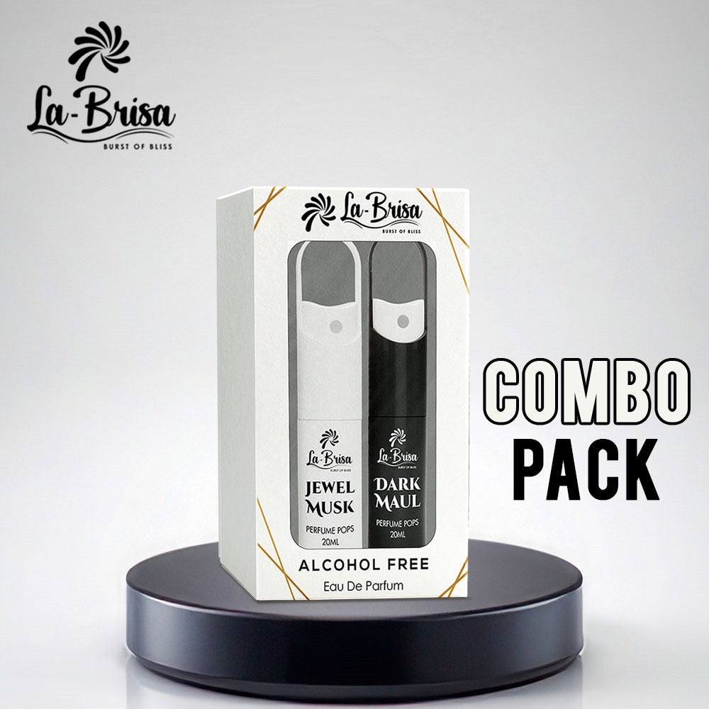 LA BRISA - Jewel Musk & Dark Maul Alcohol Free Perfume Pops | Combo Pack | Long Lasting Water Perfume For Men | Eau De Parfum, 20ml x 2pcs |
