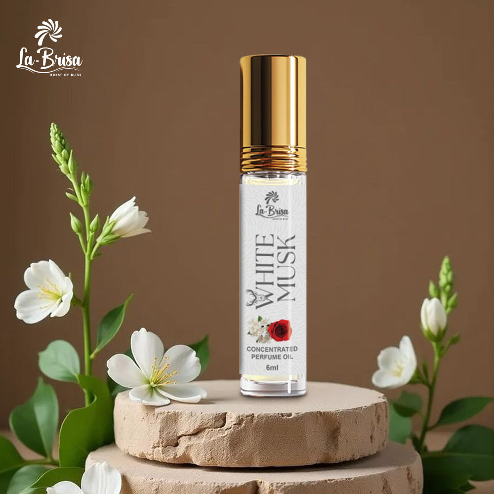 La Brisa White Musk Attar For Men & Women | Soft Floral Musk Unisex Musk Attar | Long Lasting Alcohol Free Roll On | 6ml