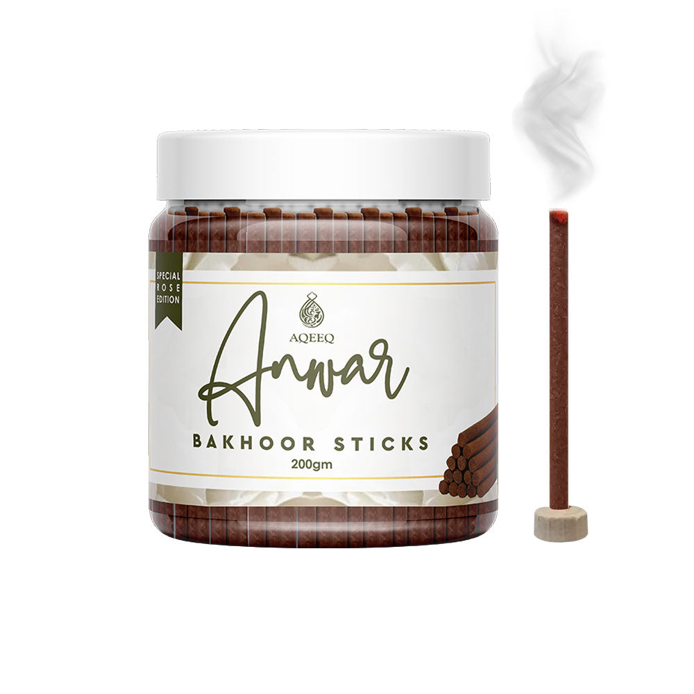 Aqeeq Anwar Premium Bakhoor Sticks | Fragrance of White Rose | Charcoal & Bamboo Free | 100/200gms
