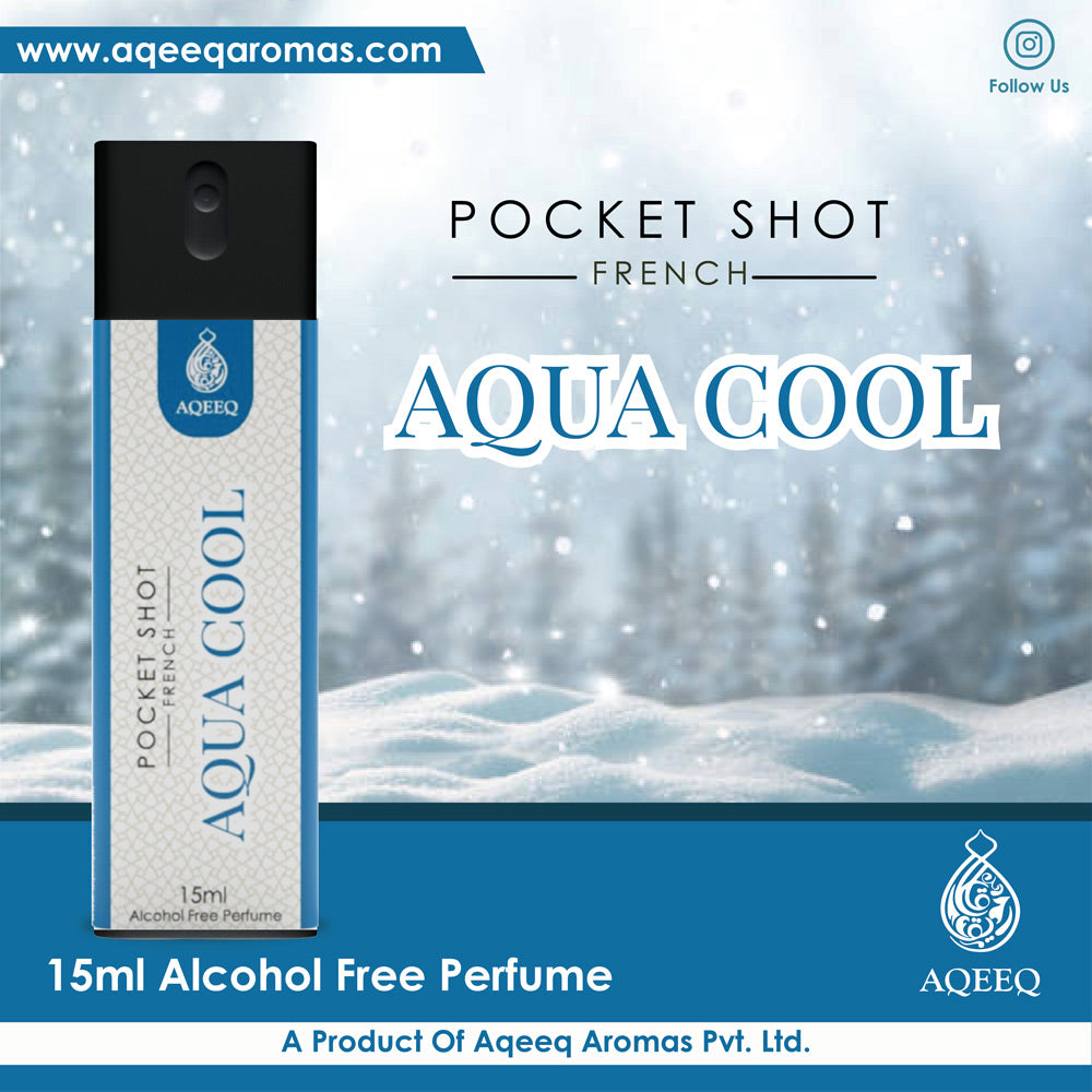Aqeeq Aqua Cool Pocket Shot, 15ml | Premium Long Lasting Unisex Alcohol Free Perfume | Fresh, Fancy & Citrus Notes | Eau De Parfum |