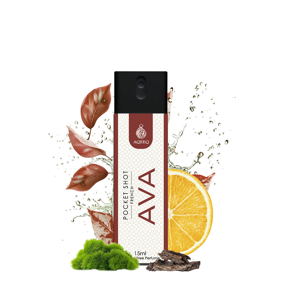 Aqeeq Ava Pocket Shot, 15ml | Premium Long Lasting Unisex Alcohol Free Perfume | Fresh, Floral, Spicy & Musky Notes | Eau De Parfum |