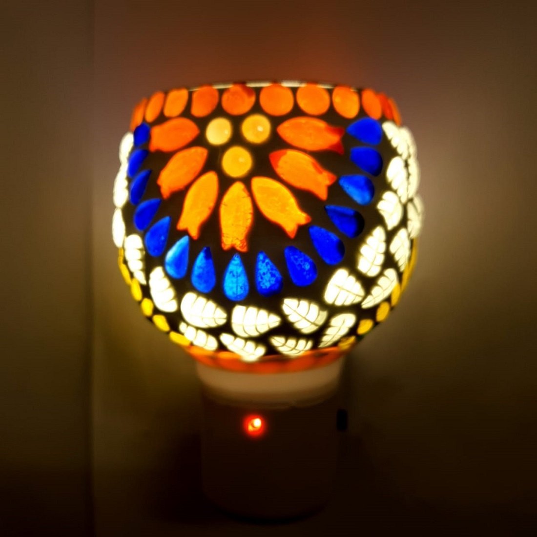 Ceramic Electric Bakhoor Burner with Night Lamp | Plug-in Incense Burner | Multicolour Mosaic Design