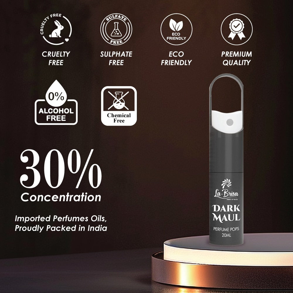 La-Brisa Dark Maul Alcohol Free Perfume Pops, 20ml | Long Lasting Men Perfume | Eau De Parfum |