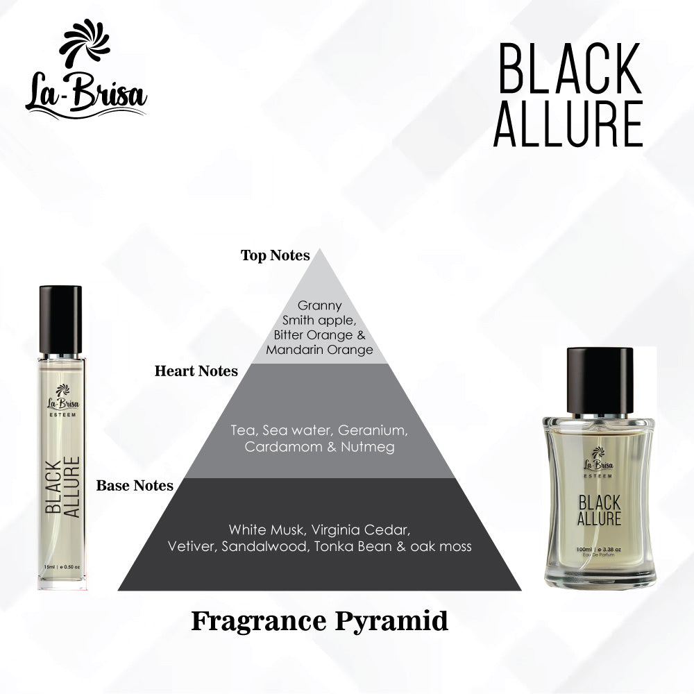 La Brisa (Esteem) Black Allure Eau De Parfum – 15 ml & 100 ml | Bold Distinctive Long-Lasting Perfume For Men