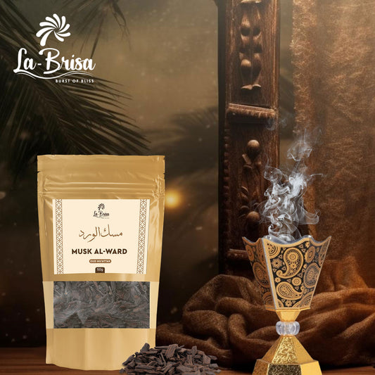 La Brisa Musk Al Ward Bakhoor Oud Muattar | Rose Musk Woody Fragrance | Arabian Oud Wood Chips | 50gms