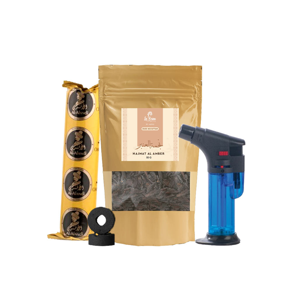 La Brisa Najmat Al Amber Bakhoor Oud Muattar | Fresh Floral Musk Amber Arabic Bakhoor Incense | Oud Wood Chips | 50gms