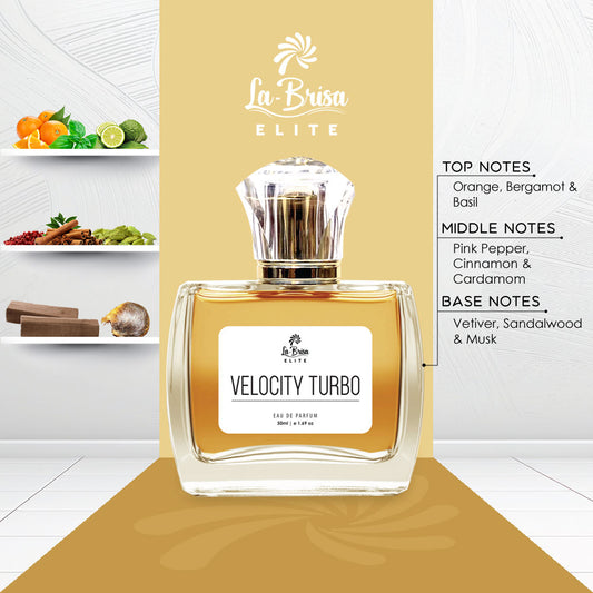 La-Brisa (Elite) Velocity Turbo | Long Lasting Perfume For Men | Orange, Bergamot, Cinnamon, Sandalwood & Musky Notes | Iconic Fragrance For Men | Ideal For Every Special Moments | Eau De Parfum - 50ml |