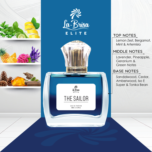 La Brisa (Elite) The Sailor | Long Lasting Perfume For Men | Lemon, Bergamot, Mint, Sandalwood, Lavender & Green Notes | Unique Scent, Perfect For Gifting Purpose | Eau De Parfum - 50ml |