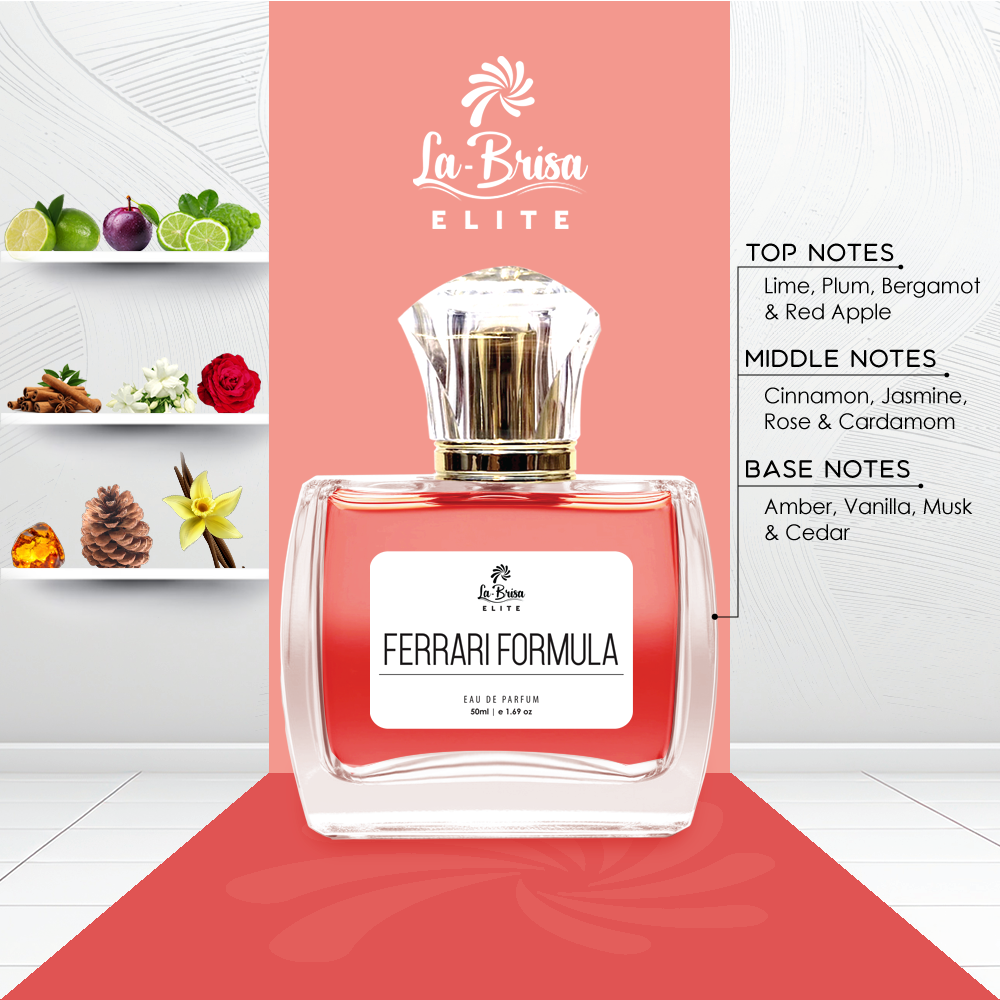 La Brisa (Elite) Ferrari Formula | Long Lasting Perfume For Men | Lime, Plum, Cinnamon, Cardamom, Cedar & Ambery Notes | A Masculine, Sophisticated Scent | Ideal For Daily Use | Eau De Parfum - 50ml |