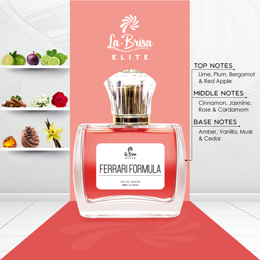 La Brisa (Elite) Ferrari Formula | Long Lasting Perfume For Men | Lime, Plum, Cinnamon, Cardamom, Cedar & Ambery Notes | A Masculine, Sophisticated Scent | Ideal For Daily Use | Eau De Parfum - 50ml |