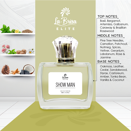 La Brisa (Elite) Show Man | Long Lasting Perfume for Men | Basil, Bergamot, Nutmeg, Amber & Leathery Notes | Unique Gifting Option For Men | Eau De Parfum - 50ml |