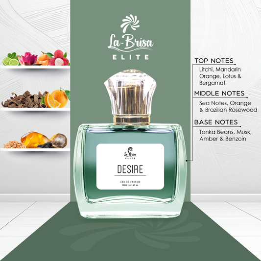 La Brisa (Elite) - Desire | Long Lasting Perfume For Men | Litchi, Lotus, Brazilian Rosewood, Musk, Amber & Marine Notes | A Luxurious Scent For Greater Ones | Ideal For Every Special Moments | Eau De Parfum - 50ml |