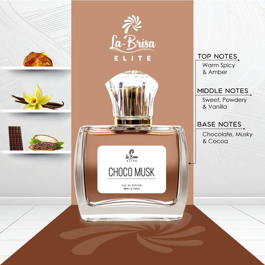 La Brisa (Elite) Choco Musk | Long Lasting Unisex Perfume | Amber, Spicy, Vanilla, Chocolate & Musk | Luxurious Scent For Both | Best Gifting Option For Your Closed Ones | Eau De Parfum - 50ml |