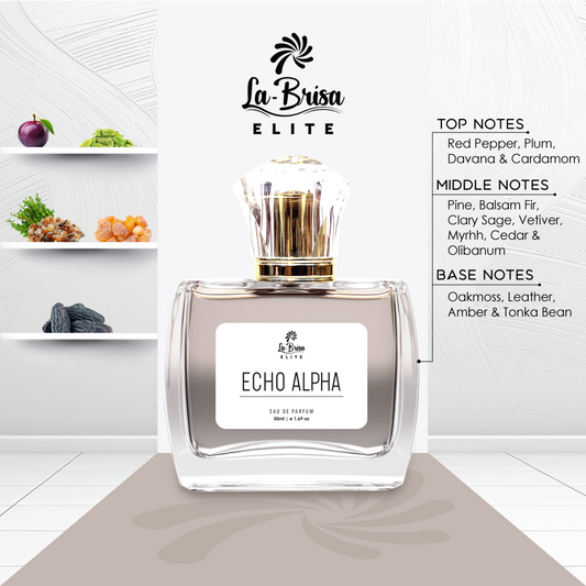 La Brisa (Elite) Echo Alpha | Long Lasting Perfume For Men | Red Pepper, Plum, Pine, Vetiver, Leather & Amber Notes | Bolder Fragrance For Bolder Men | Best Gifting Option For Men | Eau De Parfum - 50ml |