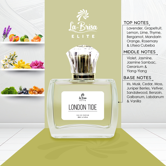 La Brisa (Elite) London Tide | Long Lasting Unisex Perfume | Lavender, Grapefruit, Bergamot, Jasmine & Musky Notes | Fresh & Aquatic Perfume | Ideal For Everyday Use | Eau De Parfum - 50ml |