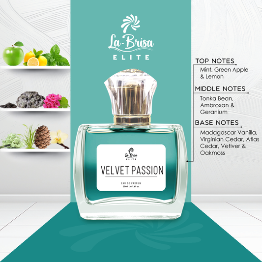 La Brisa (Elite) - Velvet Passion | Long Lasting Perfume For Men | Mint, Lemon, Geranium, Vetiver, Oakmoss & Woody Notes | Energetic Scent Which Defines Your Level | Ideal For Everyday Use | Eau De Parfum - 50ml |