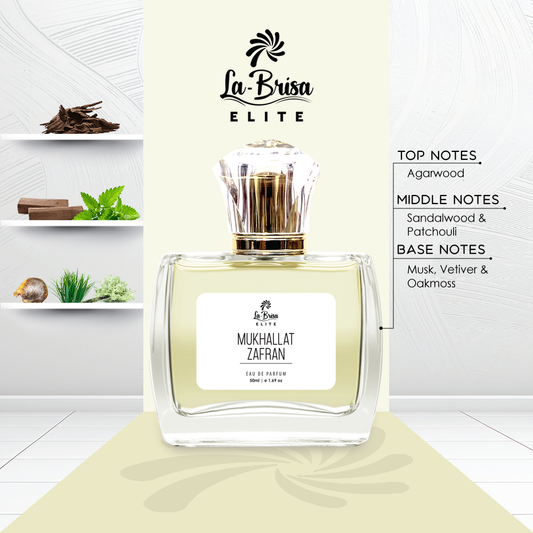 La-Brisa (Elite) Mukhallat Zafran | Unisex Long Lasting Perfume | Oud, Sandalwood, Patchouli, Musk & Vetiver Notes | The Essence of Premium Arabian Aromas | Ideal For Every Special Moments | Eau De Parfum - 50ml |