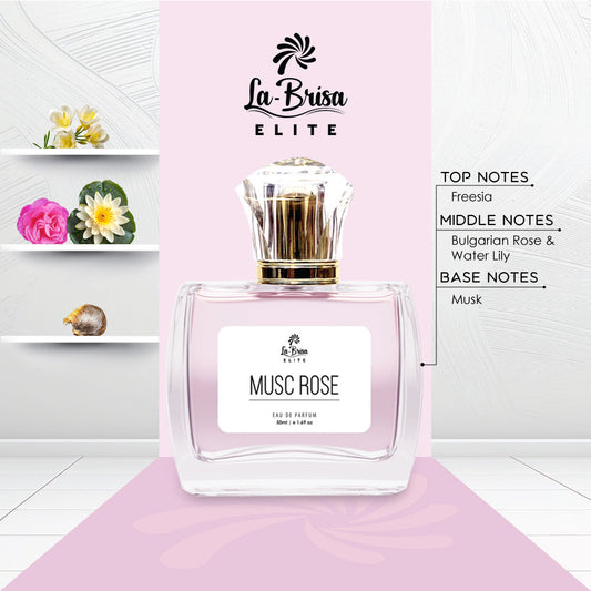 La Brisa (Elite) Musc Rose | Long Lasting Unisex Perfume | Freesia, Rose, Lily & White Musk Notes | Soft & Elegant Fragrance For Both | Ideal For Everyday Use | Eau De Parfum - 50ml |