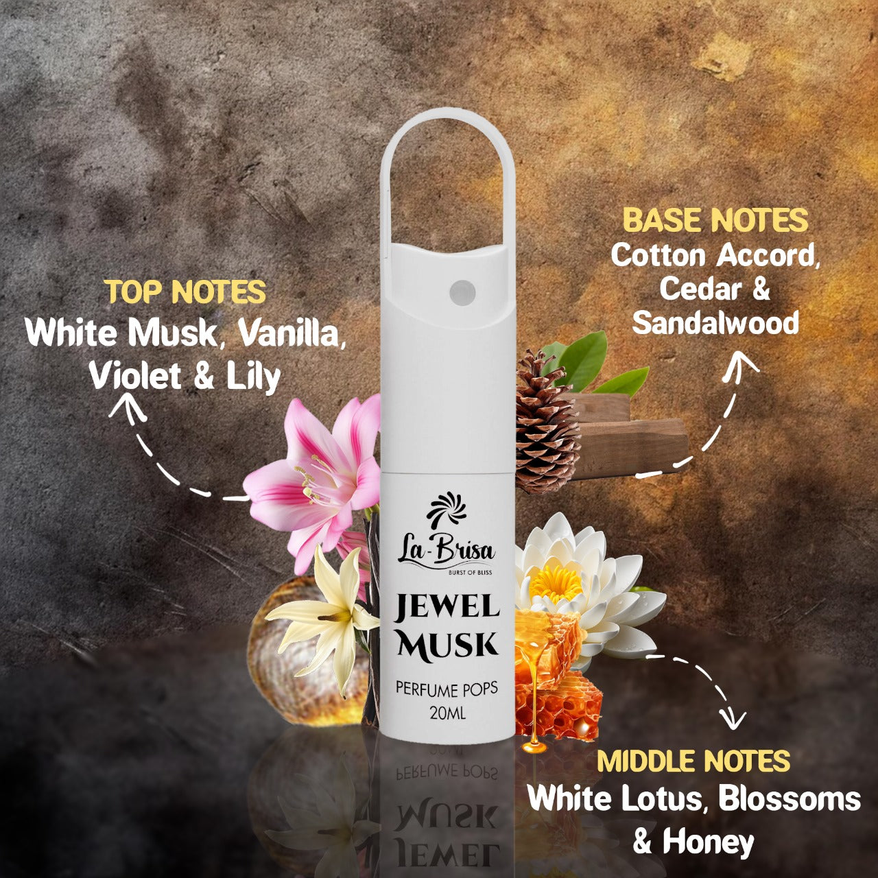 La-Brisa Jewel Musk Alcohol Free Perfume Pops, 20ml | Long Lasting Unisex Perfume | Eau De Parfum |