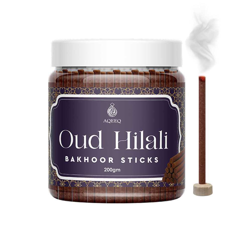 Aqeeq Oud Hilali Premium Bakhoor Sticks | Honey Spicy Amber Fragrance | Charcoal & Bamboo Free | 100/200gms