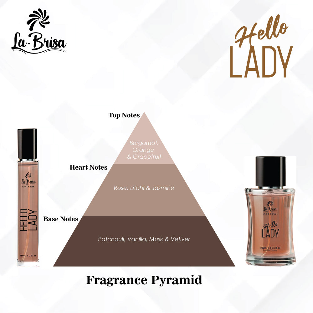 La Brisa (Esteem) Hello Lady Eau De Parfum – Long Lasting Perfume for Women | Floral Fresh Woody Scent | Available in 15 ml & 100 ml