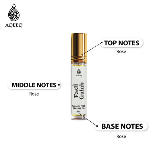 Aqeeq Fasli Gulab Attar For Men & Women | Long Lasting Unisex Rose Attar | 6ml