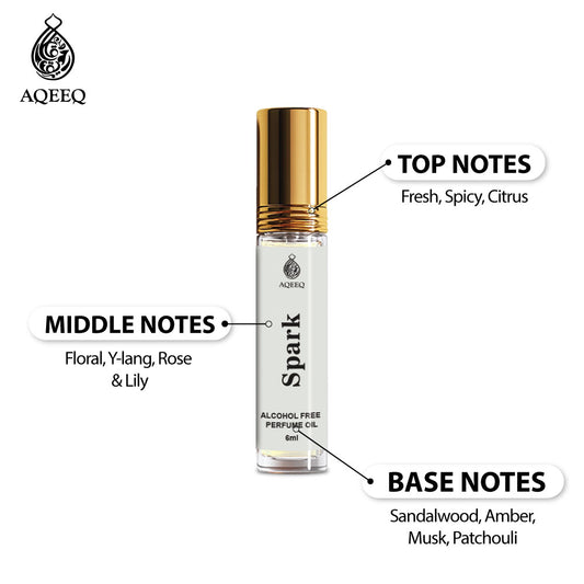 Aqeeq Spark Attar For Men | Spicy Strong Bold Masculine Attar | Premium Long Lasting Men Attar Roll On | 6ml