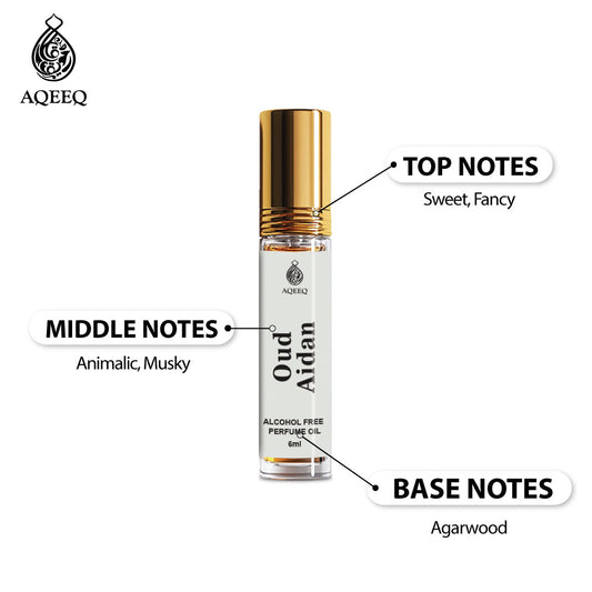 Aqeeq Oud Aidan Premium Oud Attar For Men | Long Lasting Strong Sweet Oud Attar | 6ml
