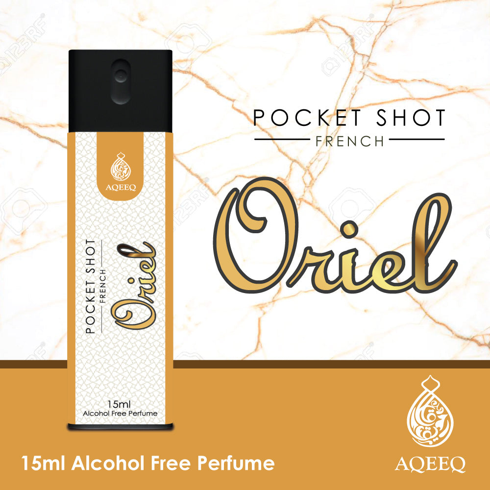 Aqeeq Oriel Pocket Shot, 15ml | Premium Long Lasting Unisex Alcohol Free Perfume | Spicy, Rose, Patchouli & Ambery Notes | Eau De Parfum |