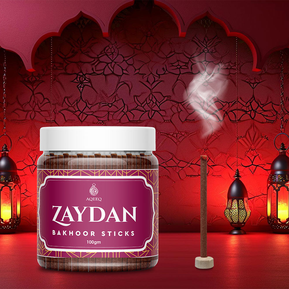 Aqeeq Zaydan Premium Bakhoor Sticks | Spicy Floral Woody Fragrance | Charcoal & Bamboo Free | 100gms