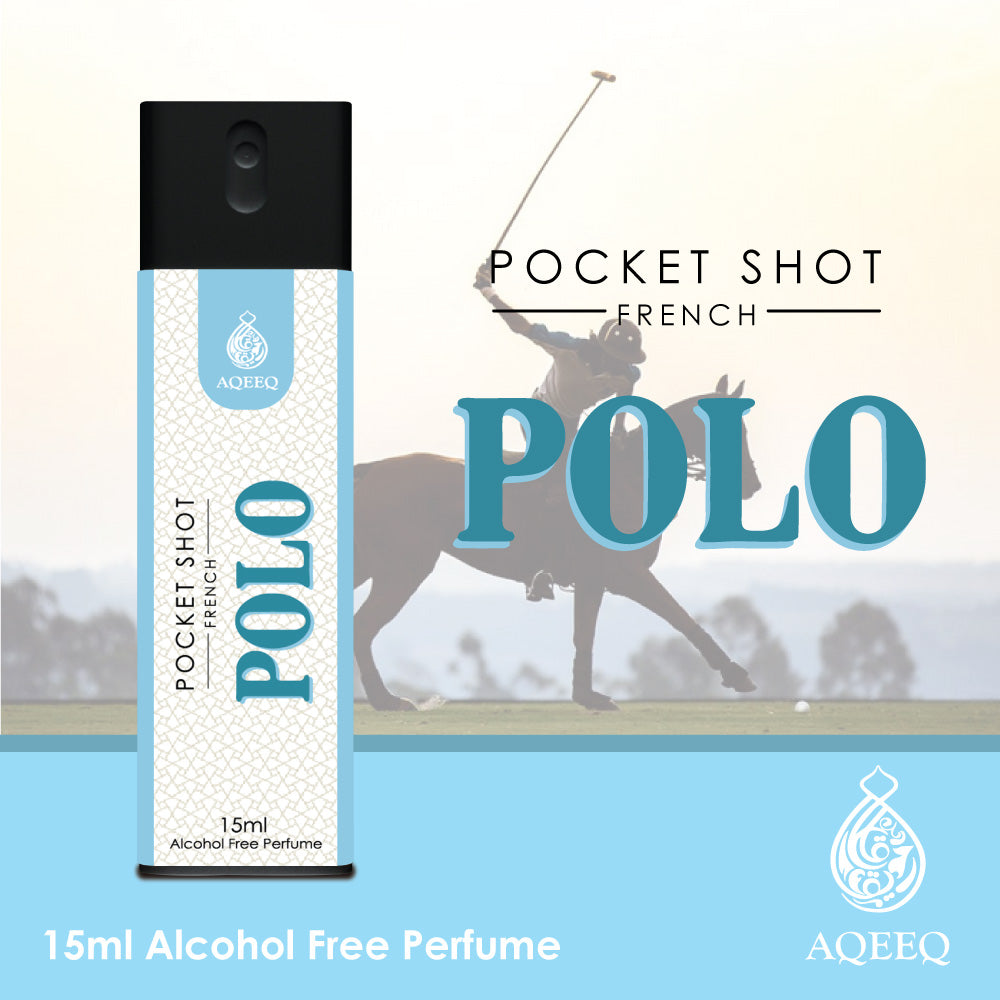 Aqeeq Polo Pocket Shot, 15ml | Premium Long Lasting Unisex Alcohol Free Perfume | Mint, Geranium, Amber & Musky Notes | Eau De Parfum |
